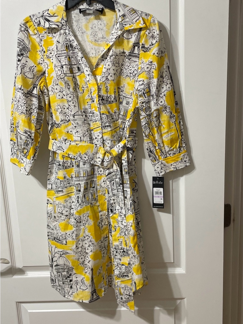 Gorgeous KARL LAGERFELD Paris Lemon button-down Dress/Shirt Size 6 NWT $149